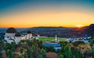 sunset over the LA observatory