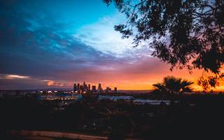 sunset view over a cityscape